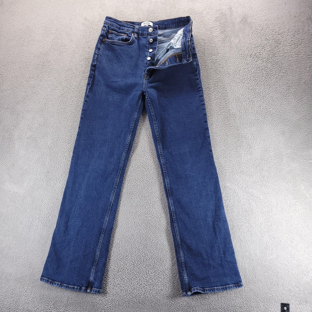 RE/DONE Jeans Womens 31 Blue 70s Bootcut High Rise Button Fly Dark Wash Stretch